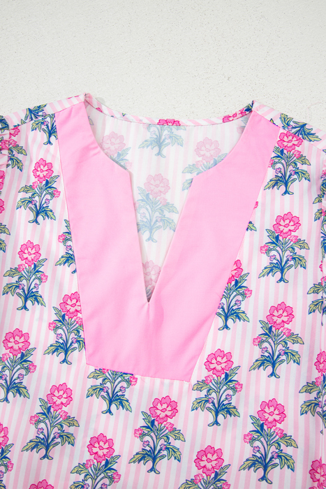 Theodora Patchwork Ruffle Hem Blouse