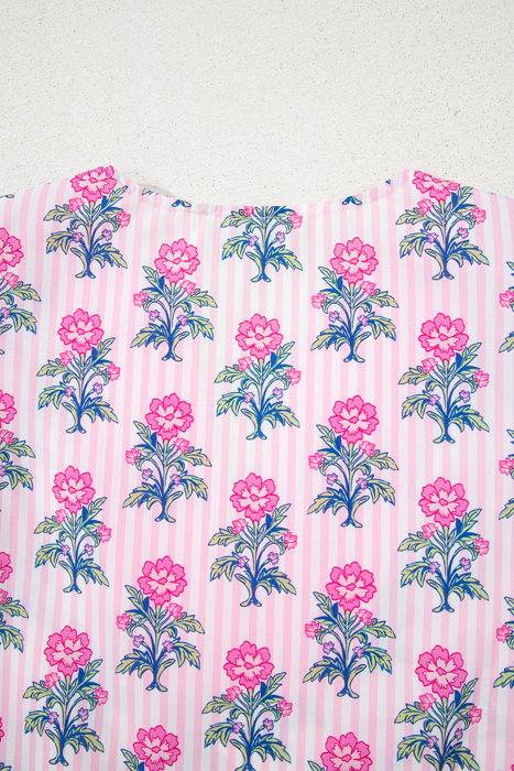 Theodora Patchwork Ruffle Hem Blouse