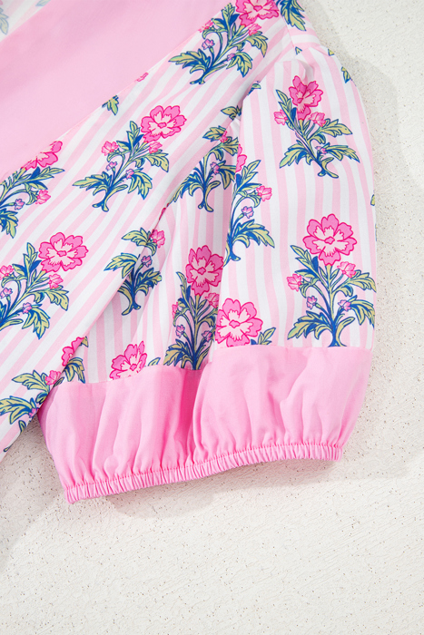 Theodora Patchwork Ruffle Hem Blouse