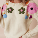  Tiana Pattern Ribbed Edge Sweater