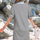  Tiffany V Neck Collared Puff Sleeve T Shirt Dress
