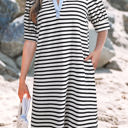  Tiffany V Neck Collared Puff Sleeve T Shirt Dress