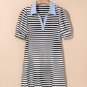  Tiffany V Neck Collared Puff Sleeve T Shirt Dress