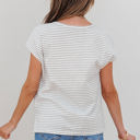  Tilly Stripe Cap Sleeve Crew Neck top
