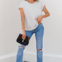  Tilly Stripe Cap Sleeve Crew Neck top
