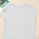  Tilly Stripe Cap Sleeve Crew Neck top