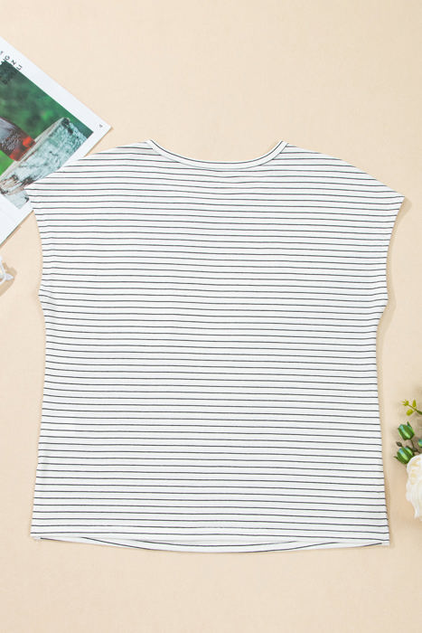 Tilly Stripe Cap Sleeve Crew Neck top