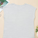  Tilly Stripe Cap Sleeve Crew Neck top