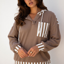  Tilly Striped Patchwork Drawstring Hoodie