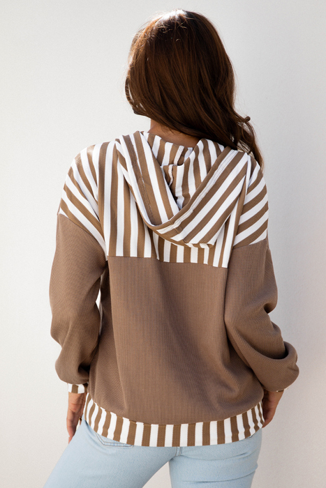 Tilly Striped Patchwork Drawstring Hoodie