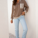  Tilly Striped Patchwork Drawstring Hoodie