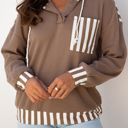  Tilly Striped Patchwork Drawstring Hoodie