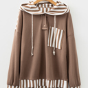  Tilly Striped Patchwork Drawstring Hoodie