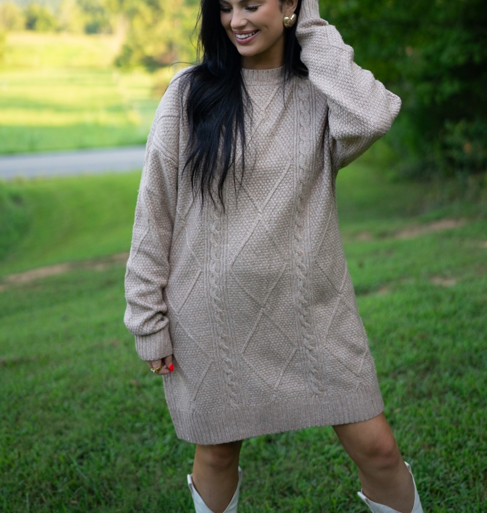 Aura Cable Knit Sweater Dress