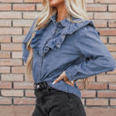  Trinity Denim Ruffled Casual Top