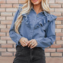  Trinity Denim Ruffled Casual Top