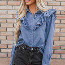  Trinity Denim Ruffled Casual Top