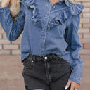  Trinity Denim Ruffled Casual Top