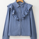  Trinity Denim Ruffled Casual Top