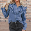 Dusk Blue Large Trinity Denim Ruffled Casual Top