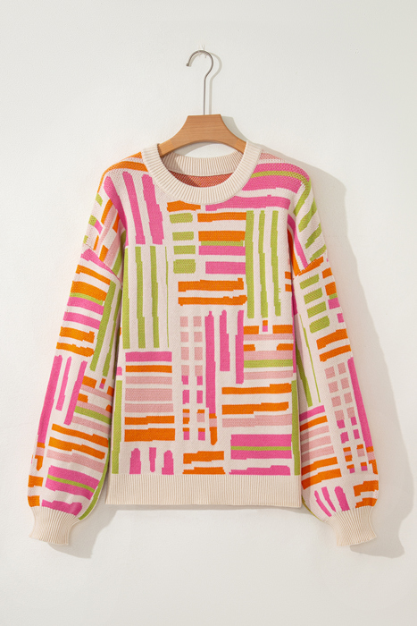 Tru Pattern Puff Sleeve Sweater