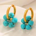  Turquoise Flower Shape Hoop Earrings
