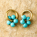  Turquoise Flower Shape Hoop Earrings