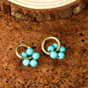  Turquoise Flower Shape Hoop Earrings
