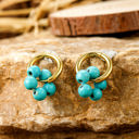  Turquoise Flower Shape Hoop Earrings