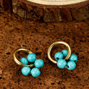  Turquoise Flower Shape Hoop Earrings