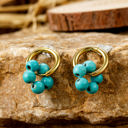  Turquoise Flower Shape Hoop Earrings