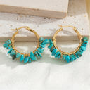 Turquoise Turquoise Irregular Stone Hoop Earrings