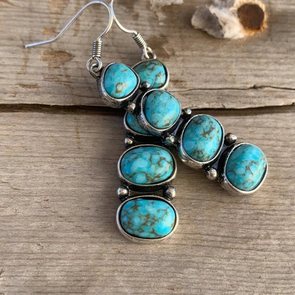 Turquoise Stacked Dangle Earrings