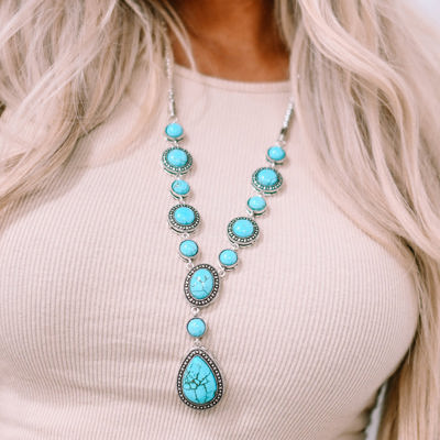 Turquoise Water Drop Accent Necklace