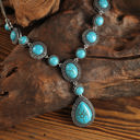  Turquoise Water Drop Accent Necklace