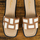  Two Tone Square Toe Slippers