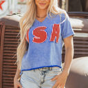  USA Patch Mineral Wash Vintage Graphic Top