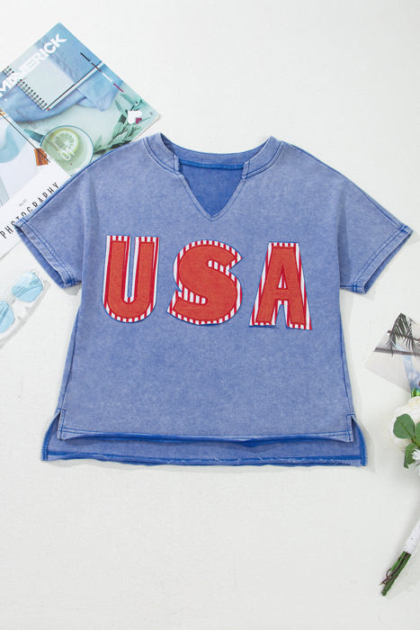 USA Patch Mineral Wash Vintage Graphic Top