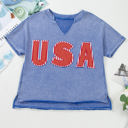  USA Patch Mineral Wash Vintage Graphic Top