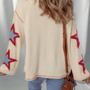  USA Patchwork Exposed Seam Long Sleeve Top