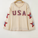  USA Patchwork Exposed Seam Long Sleeve Top