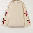  USA Patchwork Exposed Seam Long Sleeve Top