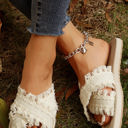  Vada Tassel Woven Crossed Straps Flat Slippers