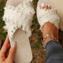  Vada Tassel Woven Crossed Straps Flat Slippers