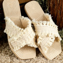  Vada Tassel Woven Crossed Straps Flat Slippers