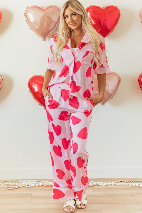 Valentines Short Sleeve Pants Pajamas Set