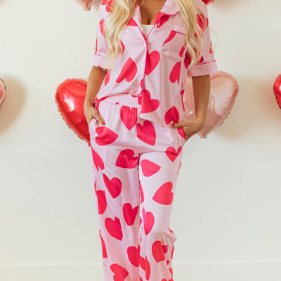 Valentines Short Sleeve Pants Pajamas Set