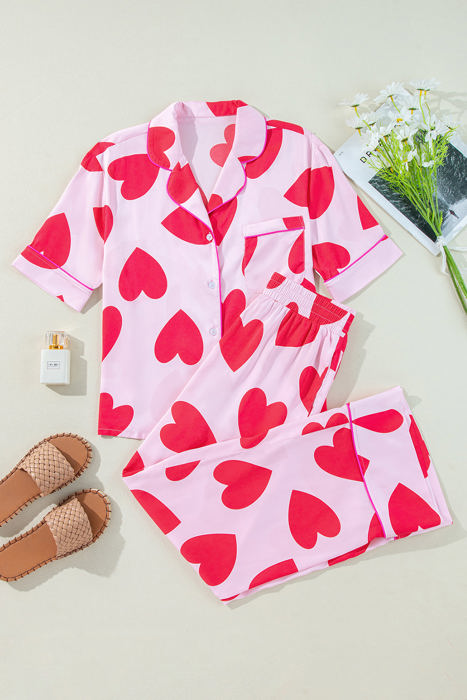 Valentines Short Sleeve Pants Pajamas Set