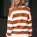  Valeria Stripe Ribbed Polo Collar Drop Shoulder Sweater