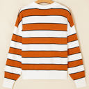  Valeria Stripe Ribbed Polo Collar Drop Shoulder Sweater